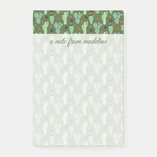 Abstraktes Hipster-Kaktus-Wüsten-Muster Post-it Klebezettel (Vorderseite)