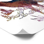 Abstraktes Hirsch in der waldreichen Silhouette Poster (Ecke)