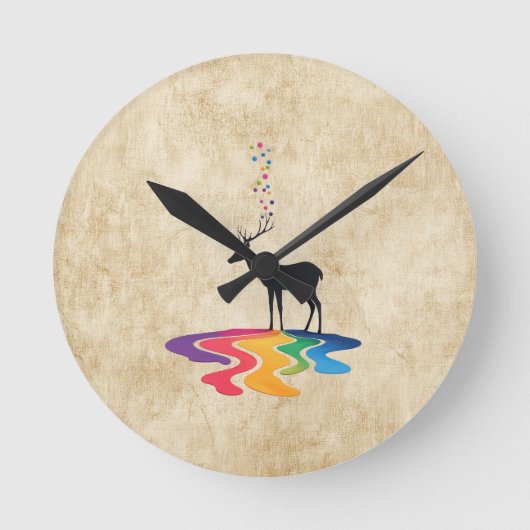 Abstraktes Hirschdesign Runde Wanduhr (Vorderseite)