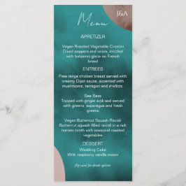 Abstraktes Hochzeitsmenü für Wasserfarben Menükarte