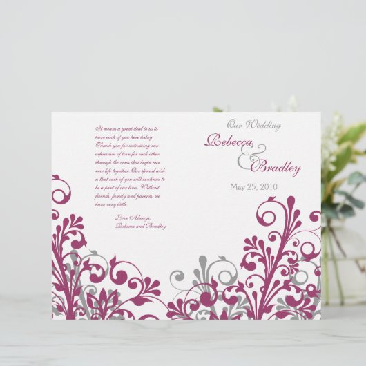 abstraktes Hochzeitsprogramm für Weintrauben (Stehend Vorderseite)