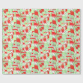 Abstraktes Holiday Design Rot und Grün in Weiß Geschenkpapier (Flach)