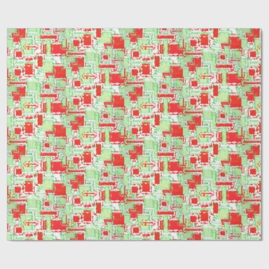 Abstraktes Holiday Design Rot und Grün in Weiß Geschenkpapier (Flach)