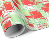 Abstraktes Holiday Design Rot und Grün in Weiß Geschenkpapier (Rolleneckpunkt)
