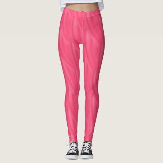 Abstraktes Hot Pink Curve Wave Muster #2 Leggings (Vorderseite)