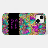 Abstraktes Hot Pink Lila Aquamarin Gold Case-Mate iPhone Hülle (Rückseite (Horizontal))