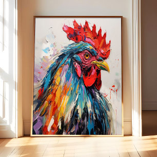 Abstraktes Hühnerkunst Druckplakat, Vintage Vogel Poster
