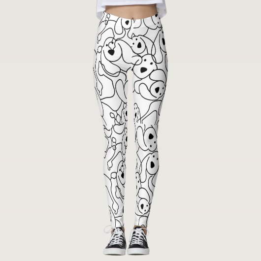 Abstraktes Hundeschema Leggings (Vorderseite)