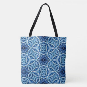 Abstraktes Icy Blue Crystal-Muster Tasche