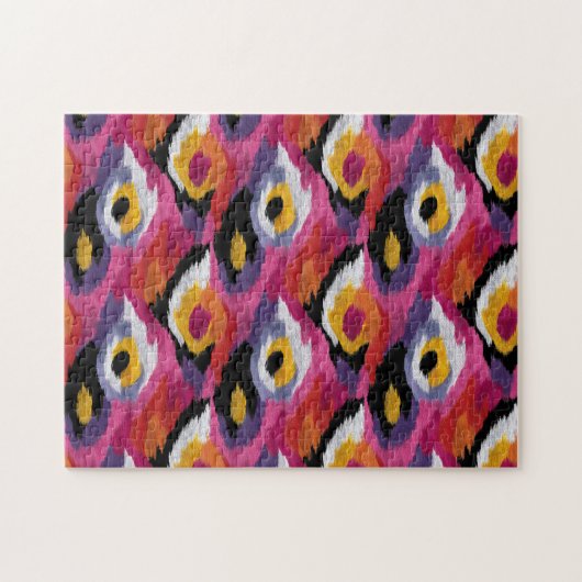 Abstraktes Ikat Muster farbenfroh Puzzle (Horizontal)