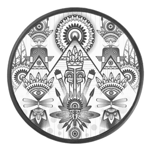 Abstraktes Indianerstamm Eishockey Puck (Vorderseite)