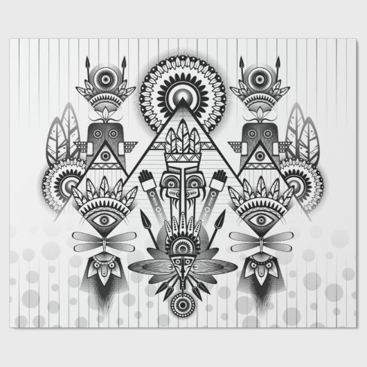 Abstraktes Indianerstamm Geschenkpapier (Flach)