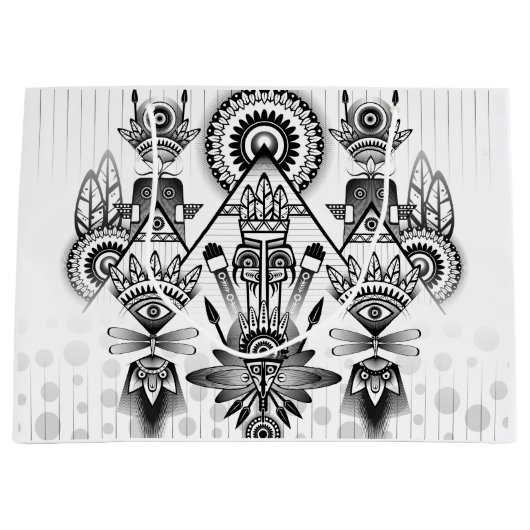 Abstraktes Indianerstamm Große Geschenktüte (Vorderseite)