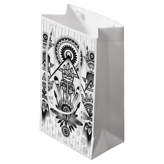 Abstraktes Indianerstamm Kleine Geschenktüte (Vorderseite Schrägansicht)