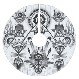 Abstraktes Indianerstamm Polyester Weihnachtsbaumdecke