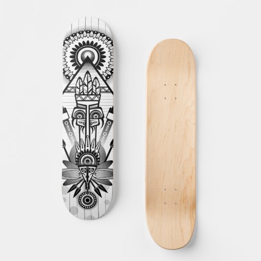 Abstraktes Indianerstamm Skateboard (Vorderseite)