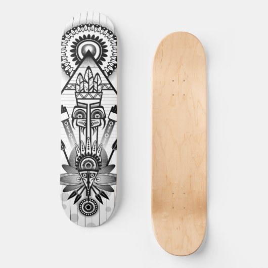 Abstraktes Indianerstamm Skateboard (Vorderseite)