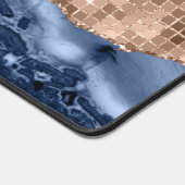 Abstraktes Indigo Blue Agate Marble Moderne Rose G Schreibtischunterlage (Ecke)