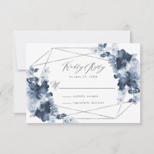 Abstraktes Indigo-Blumenmuster Hochzeits-RSVP-Ka RSVP Karte