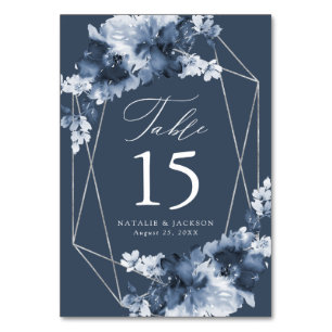 Abstraktes Indigo-Blumenmuster Personalisierte H Tischnummer