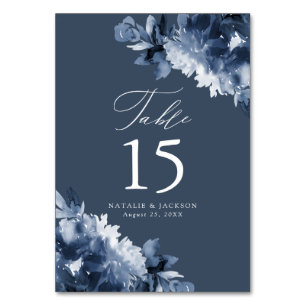 Abstraktes Indigo-Blumenmuster Personalisierte H Tischnummer