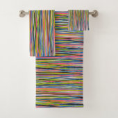 Abstraktes indisches Boho Line-Muster Badhandtuch Set (Insitu)