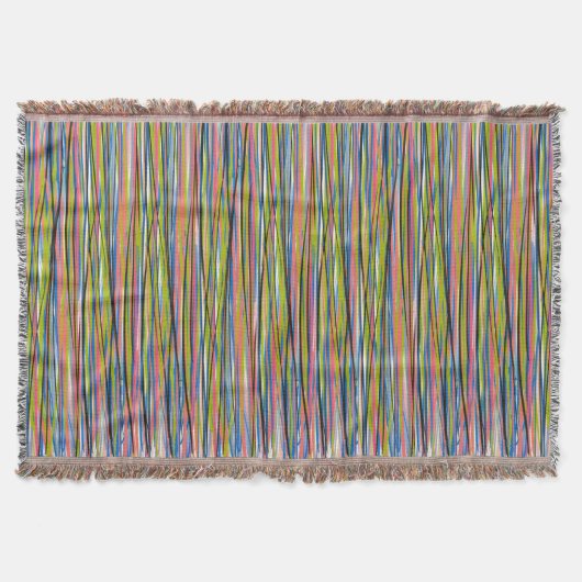 Abstraktes indisches Boho Line-Muster Decke (Vorderseite)