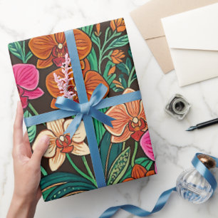 Abstraktes indisches Orchideen-Schmetterling-Wrap- Geschenkpapier