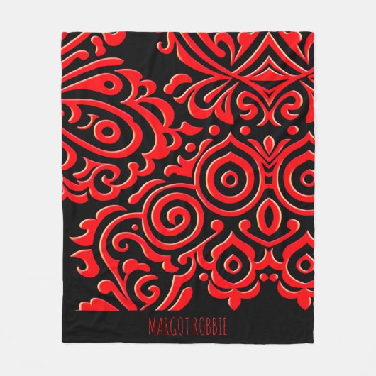 Abstraktes indonesisches Batik-Rotes Schwarzes Mus Fleecedecke (Vorderseite)