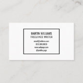 Abstraktes Initialenminimalismusweiß Visitenkarte (Rückseite)