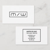 Abstraktes Initialenminimalismusweiß Visitenkarte (Vorne/Hinten)
