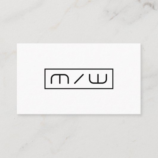 Abstraktes Initialenminimalismusweiß Visitenkarte (Vorderseite)