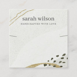 Abstraktes Ivory Black Gold Necklace Band Display Quadratische Visitenkarte