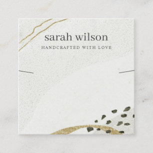 Abstraktes Ivory Black Gold Necklace Band Display Quadratische Visitenkarte