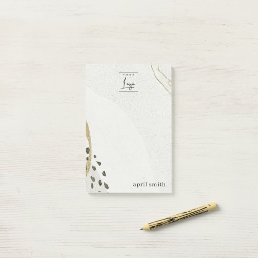 Abstraktes Ivory Gold Black Gray Stone Texture Log Post-it Klebezettel (Auf Schreibtisch)