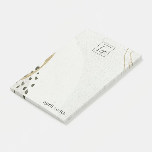 Abstraktes Ivory Gold Black Gray Stone Texture Log Post-it Klebezettel (angewinkelt)