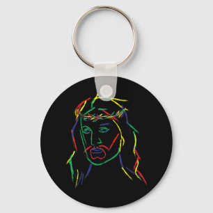 Abstraktes Jesus Grafik Coole Fun Piece T-Shir Schlüsselanhänger