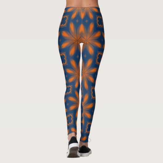 Abstraktes Kaleidoskop dunkelblau Leggings (Rückseite)