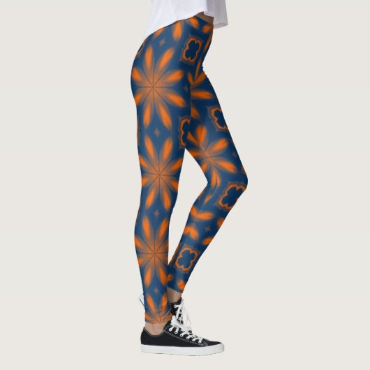Abstraktes Kaleidoskop dunkelblau Leggings (Rechts)