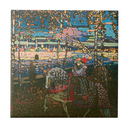 Abstraktes Kandinsky-Reitpaar farbenfroh Fliese (Vorderseite)