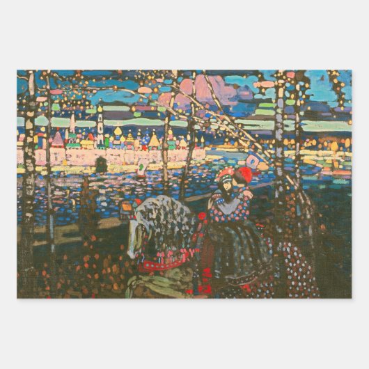 Abstraktes Kandinsky-Reitpaar farbenfroh Geschenkpapier Set (Vorderseite)