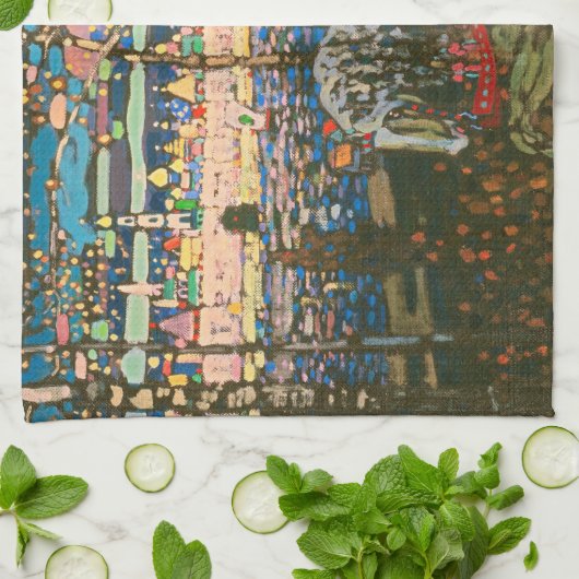 Abstraktes Kandinsky-Reitpaar farbenfroh Geschirrtuch (Gefaltet)