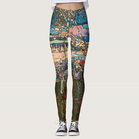 Abstraktes Kandinsky-Reitpaar farbenfroh Leggings (Vorderseite)