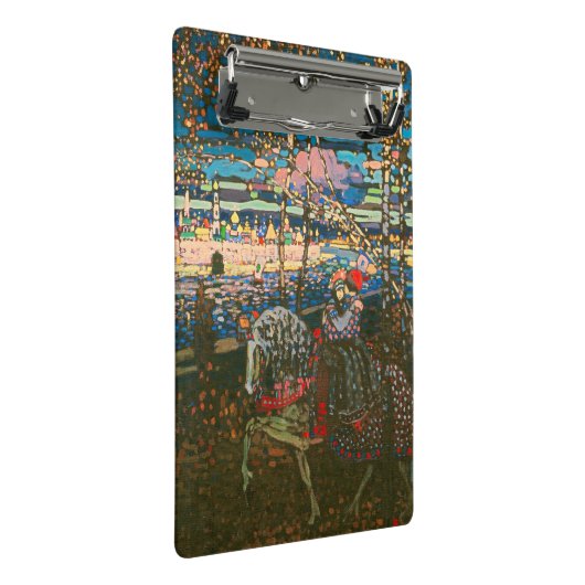 Abstraktes Kandinsky-Reitpaar farbenfroh Mini Klemmbrett (Schrägansicht)