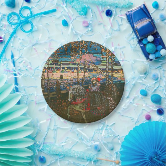 Abstraktes Kandinsky-Reitpaar farbenfroh Pappteller (Party)