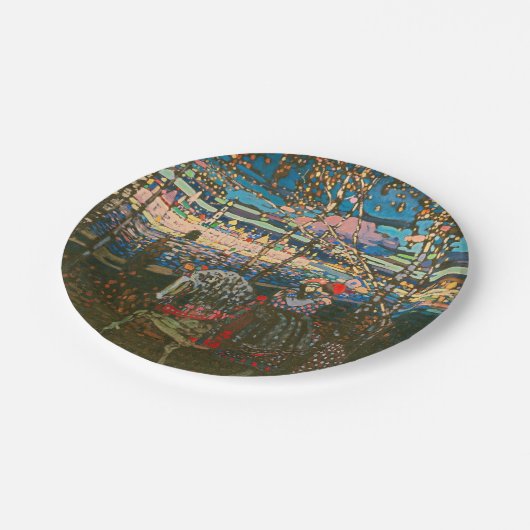 Abstraktes Kandinsky-Reitpaar farbenfroh Pappteller (Schrägansicht)