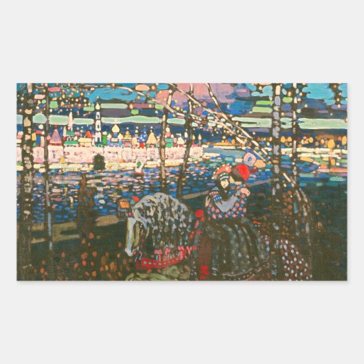 Abstraktes Kandinsky-Reitpaar farbenfroh Rechteckiger Aufkleber (Vorderseite)