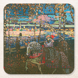 Abstraktes Kandinsky-Reitpaar farbenfroh Rechteckiger Pappuntersetzer