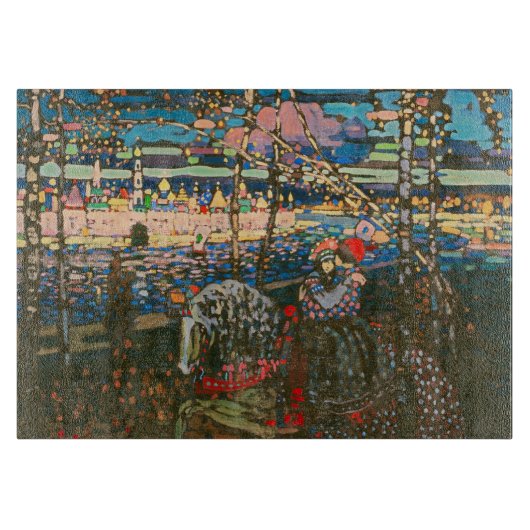 Abstraktes Kandinsky-Reitpaar farbenfroh Schneidebrett (Vorderseite)