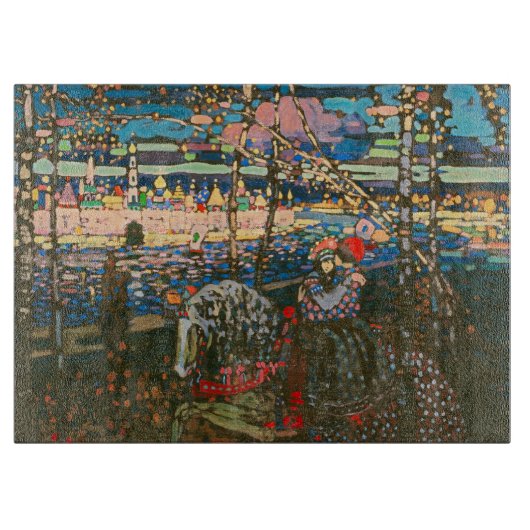 Abstraktes Kandinsky-Reitpaar farbenfroh Schneidebrett (Vorderseite)